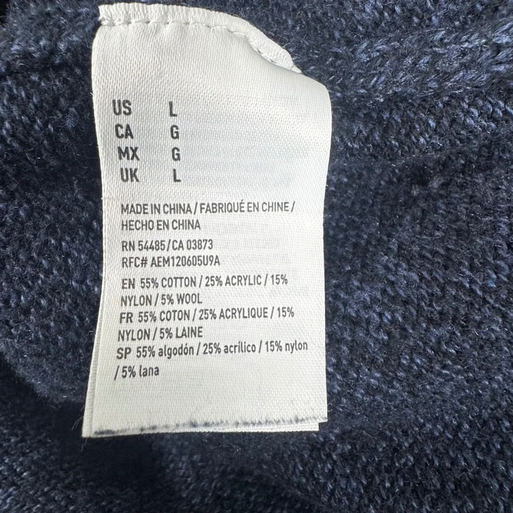 American Eagle Mock Neck Sweater Mens Large Blue Seriously Soft Button Placket